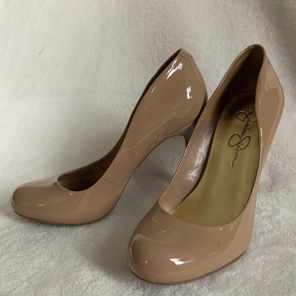 Jessica Simpson Patent Leather Nude Pumps